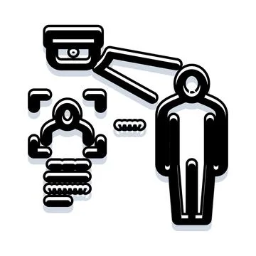 Surveillance camera scanning people for digital identification Stock Illustration