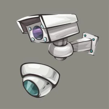Surveillance camera set on gray Stock Illustration