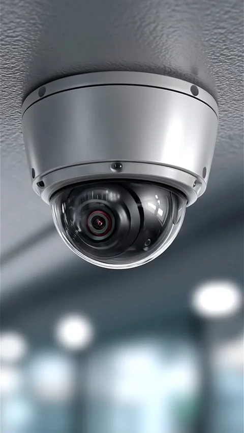 Surveillance camera in smart building interior Stock Footage 313091751
