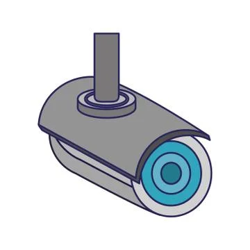 Surveillance camera techonlogy device isolated blue lines Stock Illustration