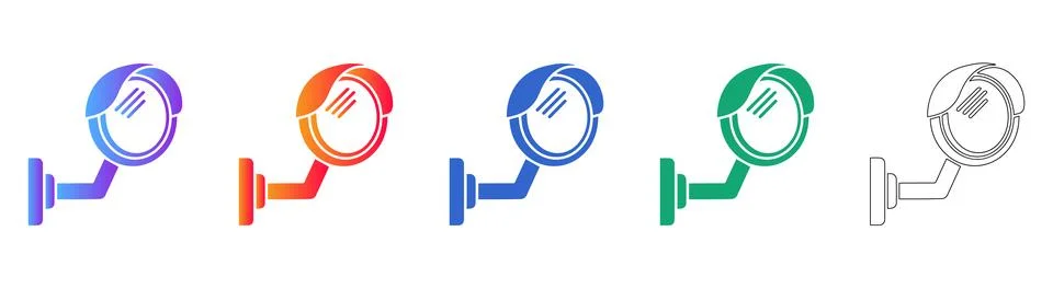 Surveillance Camera Vector Icon Set Stock Illustration