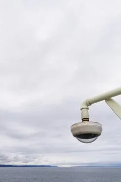 Surveillance camera on Washington State Ferry on the water. Stock Photos