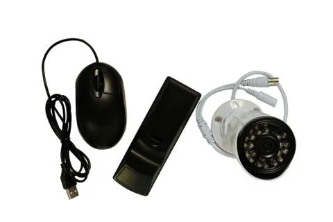 Surveillance camera on a white background. Stock Photos