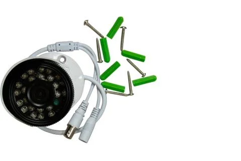 Surveillance camera on a white background. Stock Photos