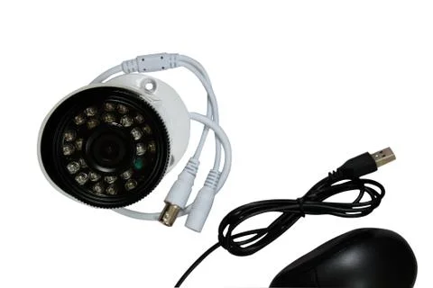 Surveillance camera on a white background. Stock Photos