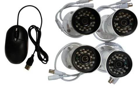 Surveillance camera on a white background. Stock Photos