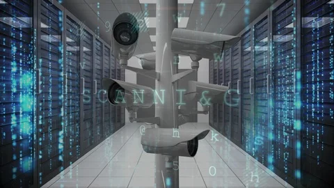 Surveillance cameras and codes Stock Footage 107674222