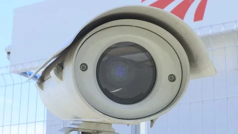 Surveillance cameras and warning pointer Stock Footage 132738108