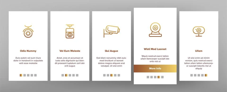Surveillance Cameras, CCTV Linear Vector Onboarding Mobile App Page Screen Stock Illustration