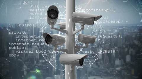 Surveillance cameras in the city Stock Footage 107683072