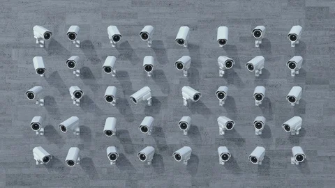 Surveillance cameras, tracking multiple targets and focusing on one target Loop Stock Footage 129348586