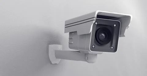 Surveillance CCTV security camera. 3D rendering Stock Photos
