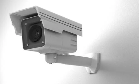Surveillance CCTV security camera. 3D rendering Stock Photos