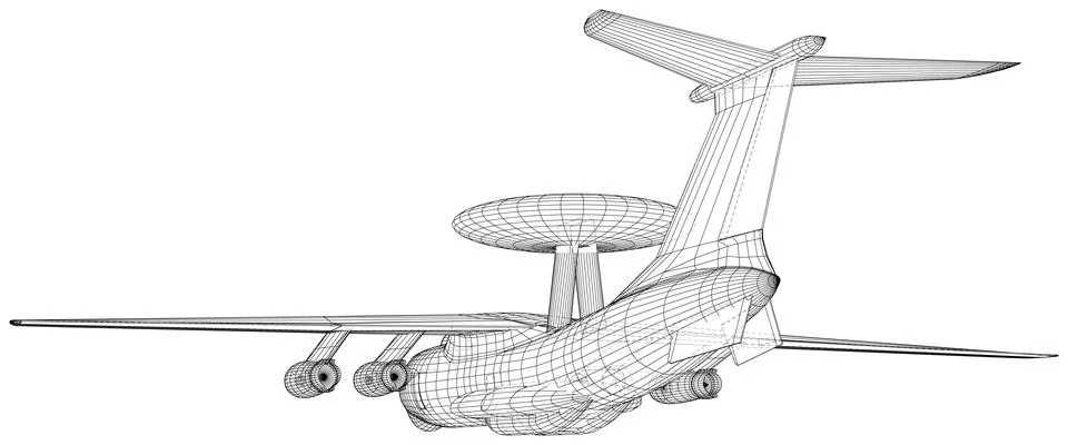 Surveillance command control and communications aircraft with rotating radar Ilustración de archivo