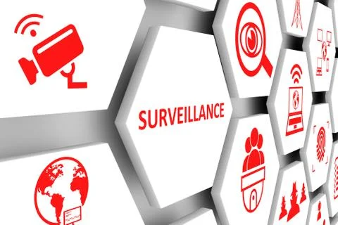 SURVEILLANCE concept cell background 3d illustration Stock Illustration