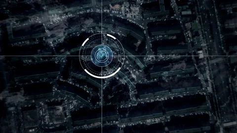 Surveillance drone or satellite camera scanning Seoul, South Korea Stock Footage 105396510