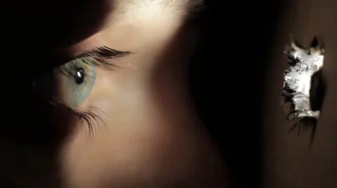 Surveillance Eye Looking through Hole HD Видео 34332520