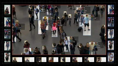 Surveillance interface using artificial intelligence and facial recognition Stock Footage 96760504