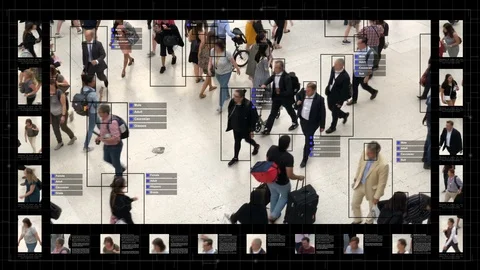 Surveillance interface using artificial intelligence and facial recognition Stock Footage 97135448