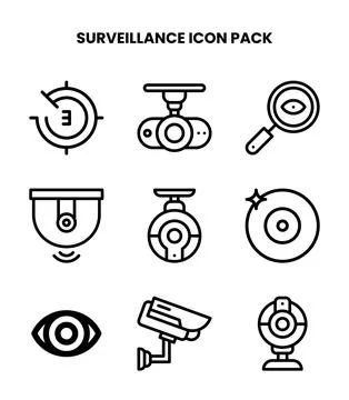 Surveillance Line Bundle Icons Pack Stock Illustration