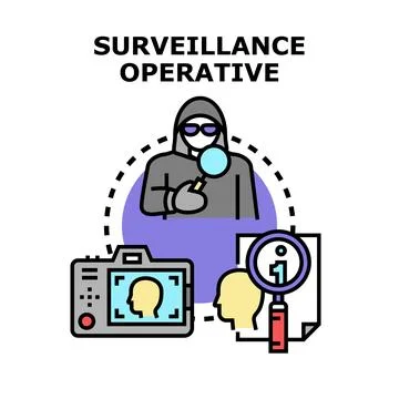 Surveillance operative gathering personal data and information Stock Illustration