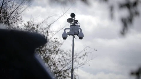 Surveillance post in public area to prevent shoplifting, stealing. Stock-Footage 100348941