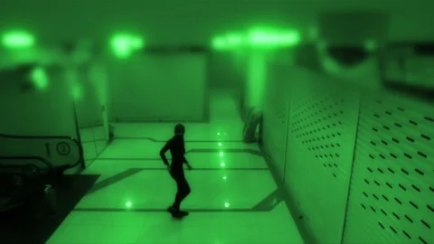 Surveillance security camera footage of a cat burglar sneaking into the Stock Footage 123270688