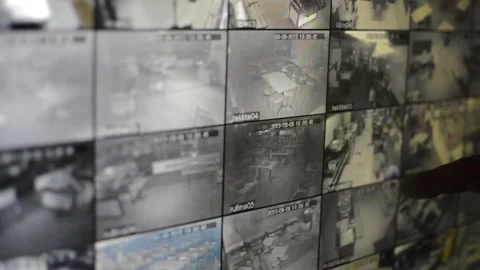 Surveillance security technology cctv on the phone monitor. split screen display Stock Footage 169643745
