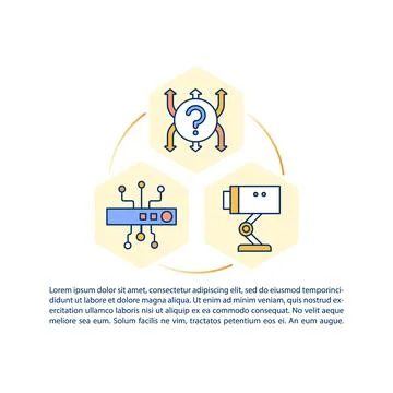 Surveillance system installation concept line icons with text Illustrazione stock