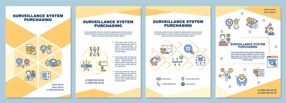 Surveillance system purchasing brochure template Stock Illustration