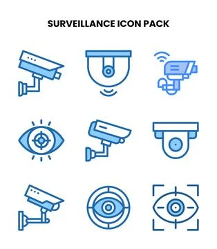 Surveillance Two Colour Bundle Icons Pack Stock Illustration
