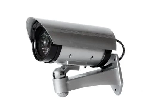 Surveillance video camera, side view Stock Photos