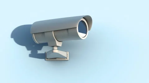 Surveillance video camera at the wall moving and scanning surrounding area Video stock 151814449