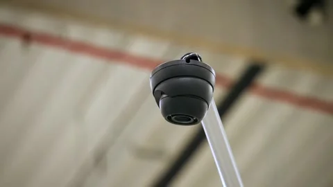 Surveillance Video System. Security Camera For Safety At Warehouse Logisctis Cen Stock Footage 244526676