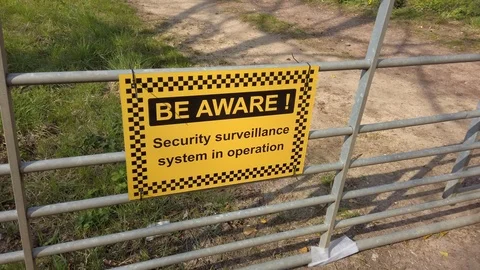Surveillance warning sign. Stock Footage 106446546