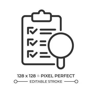 Survey analysis pixel perfect line icon Stock Illustration