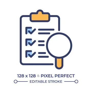 Survey analysis pixel perfect line color icon Stock Illustration