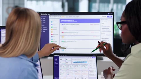 Survey Analyst Reviews Online Feedback Form Data Stock Footage 344712341