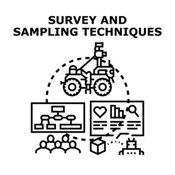 Survey and sampling techniques for data research Stock Illustration
