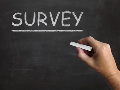 Survey blackboard shows gathering data from sample Stock Illustration