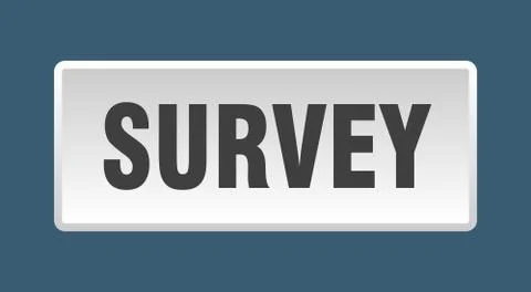 Survey button. survey square white push button Stockillustratie