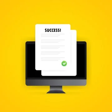Survey checklist form or complete task list on computer illustration. Success Stock Illustration