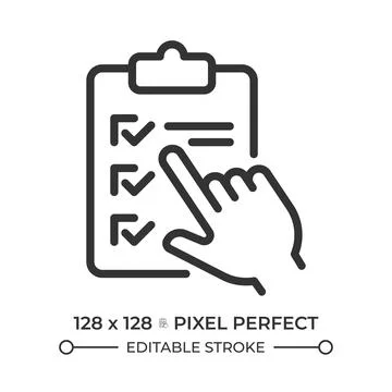 Survey checklist pixel perfect line icon Stock Illustration