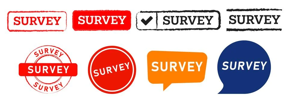 Survey circle rectangle and speech bubble sign test business evaluate opinion Stock Illustration