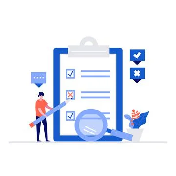 Survey concept vector illustration concept with characters. Modern vector ill Stock Illustration