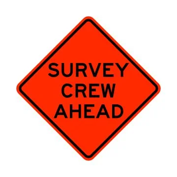 Survey crew ahead warning road sign Stock Illustration