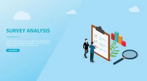 Survey data analysis concept for website template banner space - vector Stock Illustration