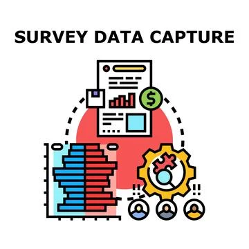 Survey data capture and business data analysis process Stock Illustration