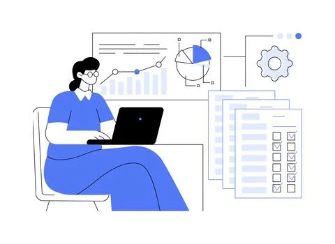 Survey data processing abstract concept vector illustration. イラスト素材