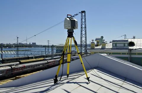 Survey data tool - laser scanner Stock Photos
